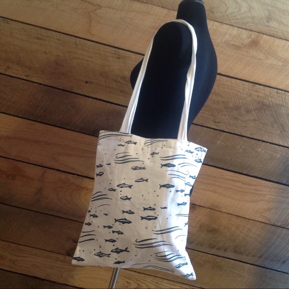 Mermaid Beach Bag Tote Canvas Shoulder Purse Fish - Picture 4 of 6